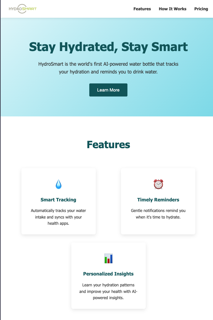 Product Landing Page preview